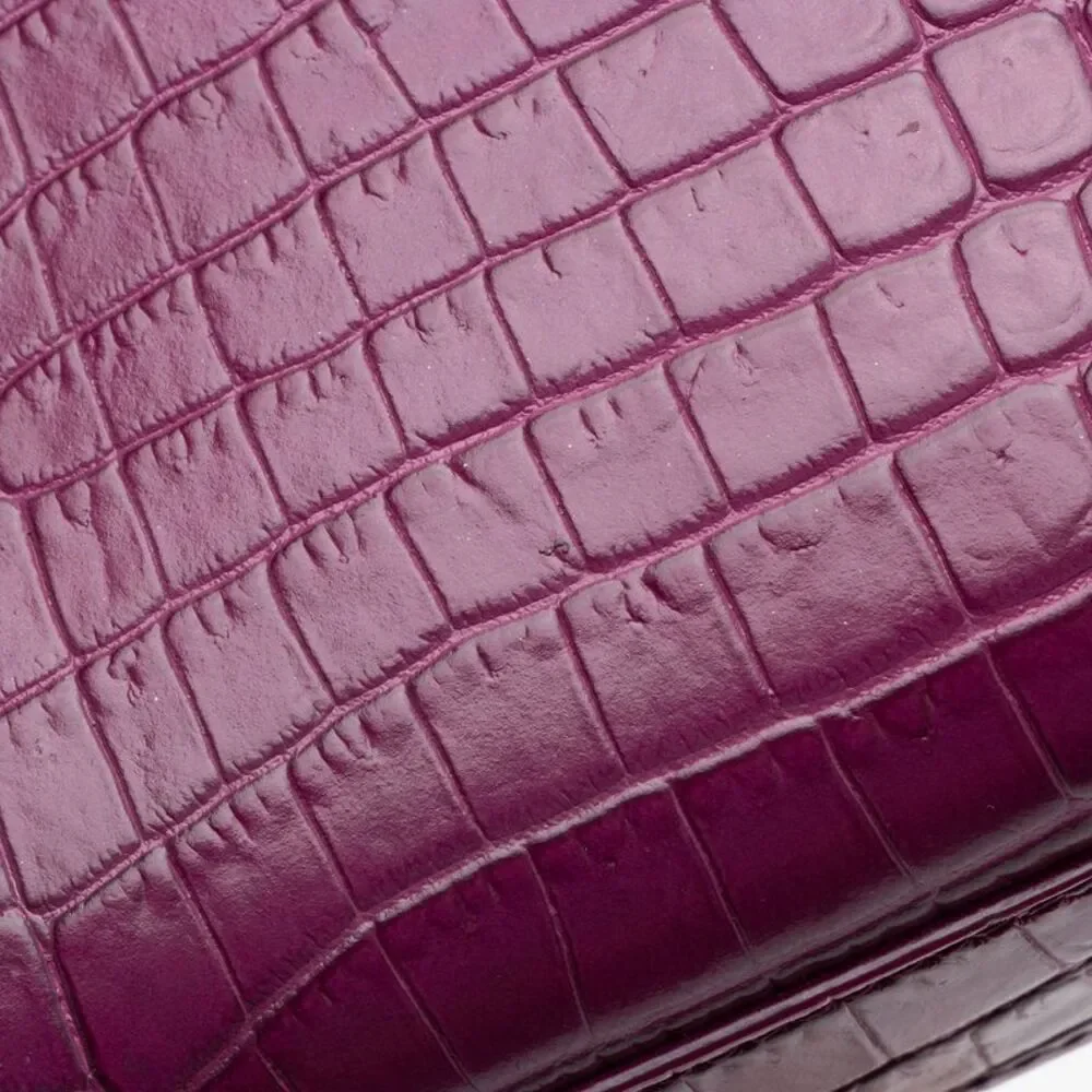 Saint Laurent Croc Embossed Leather Monogram Kate Tassel Small Shoulder Bag